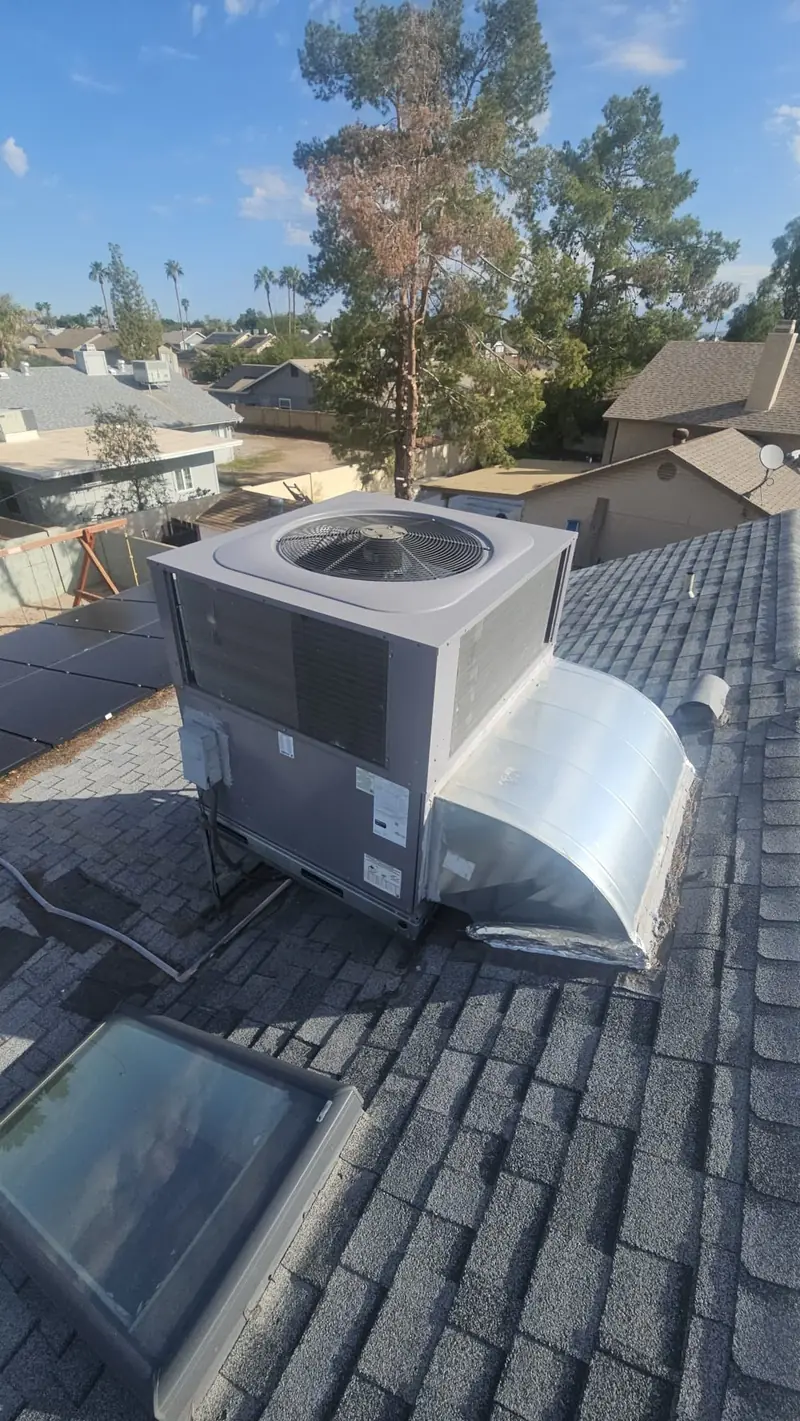 Rooftop package AC unit on an Iron Horse job